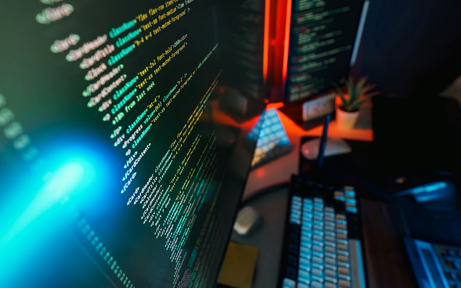 Código de una aplicación web a medida en pantalla